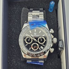 Pagani Design Men's Watch 40MM Black Dial Black Bezel Gray Bracelet Band Date