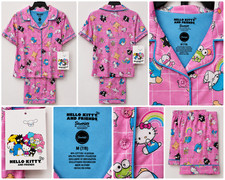 Hello Kitty Friends Girls 2 Piece Pajama Set Pink Rainbow Size M 7/8 New