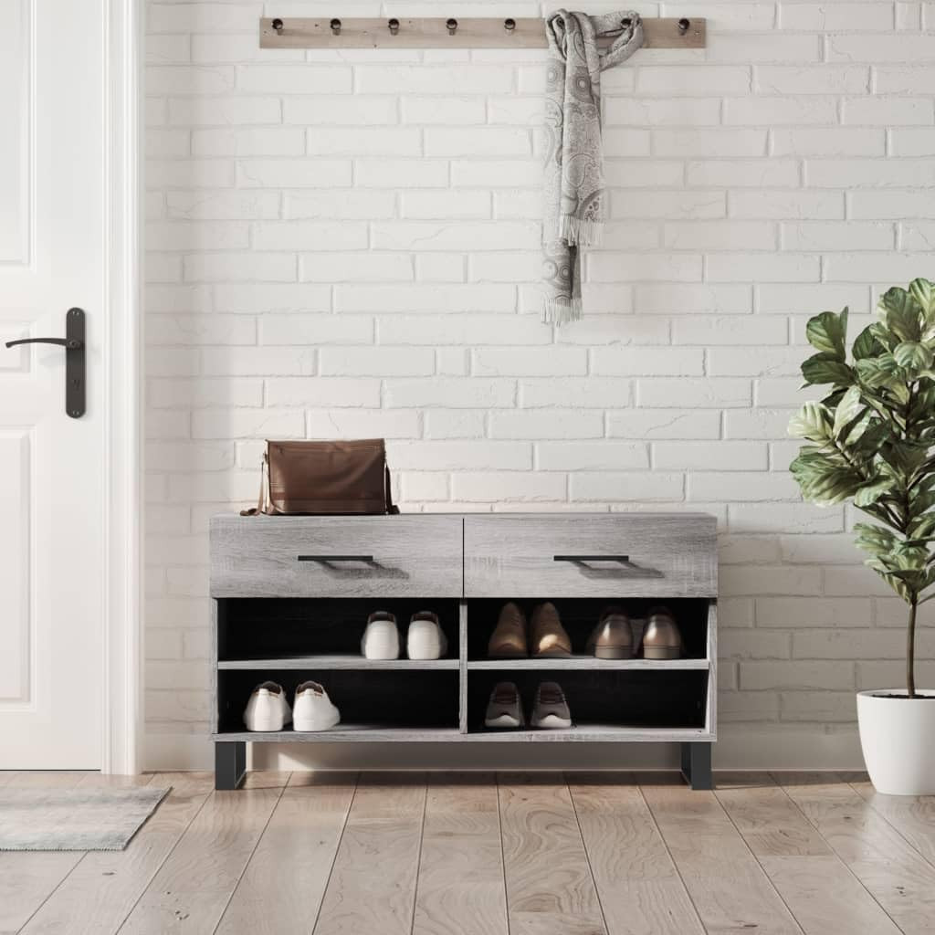 Panca Scarpiera Familiare 102cm Grigio Sonoma - Organizza le Scarpe