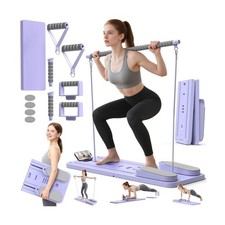 Multifunctional Pilates Board, Pilates Reformer Sets 7-in-1 Foldable Pilates ...