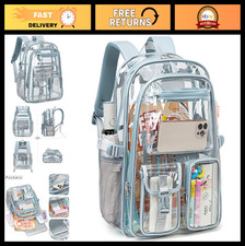 Large Clear Backpack for Girls Women - Heavy Duty Transparent Bookbag Baby Bl