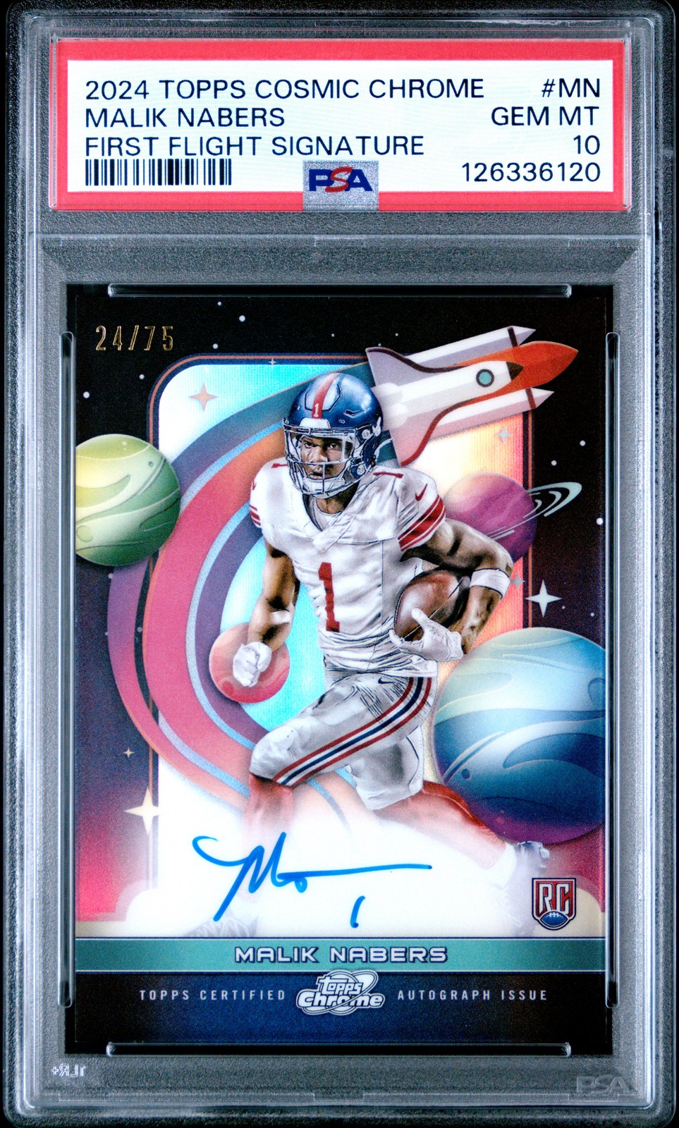 Malik Nabers Topps Cosmic Chrome First Flight Signatures #MN Base