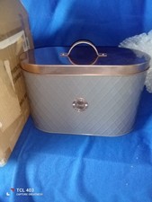 Typhoon Henrik Grey Coated Steel Bread Bin with Copper Lid, 7.5 L