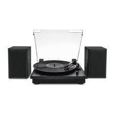 Victrola Montauk Vinyl Record Player, 3-Speed Belt Driven Black, Black