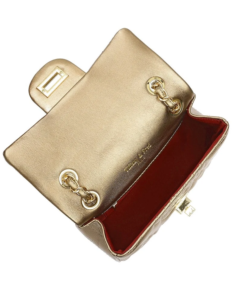 Bandolera para mujer Tiffany & Fred Paris acolchada de cuero dorada Foto 3 de 3