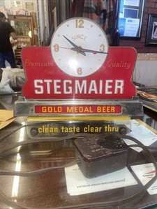 Stegmaier Beer Clock Thank You Mantle Light Up Clock Gold Medal Beer Works