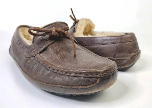 UGG Uomo Byron 5161 Mocassino Mocassino Guida Pantofole Pelle Marrone Taglia 9 US
