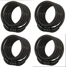 4 pack Master Lock Cable Lock Standard Combination Lock, 4 ft. Black 8143D Vinyl