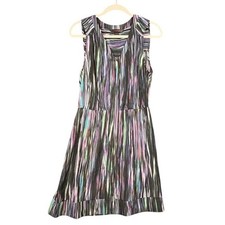 Fynn & Rose Women Sleeveless V-Neck Abstract Stripe Print Dress Size 6