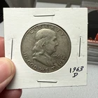 1963 D FRANKLIN HALF DOLLAR 90% SILVER COIN VF Details fast shipping