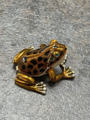 Emaillierter Juwelen Frosch Schmuck Schmuck Pille Klappdose Dekor Ornament
