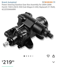 Power Steering Gearbox Gear Box Assembly for 2004-2008 Ford E-150 E-250 E-350