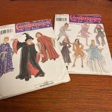 Simplicity 5363 Adult Costume Size 6-8-10-12 3597 Kids Wizard Robe 7-14