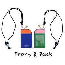 Portafoglio nuovo con etichette Kate Spade Color Block porta ID cordino finestra mini zip blu verde