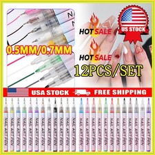 12Color 3D Nail Art Pens Set Nail Polish Graffiti Dotting Pen Drawing Painting