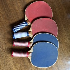 Vintage Harvard Foremost 4 Player Table Tennis Paddles Blue Red