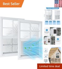 2 Pack 12"x18" Sliding Shed Windows, Chicken Coop Windows - White Flush Mount...