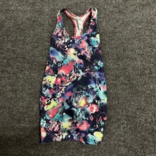 Ivivva Tank Top Girls Size 14 Multicolor Floral Racerback Knot Back Athletic Tee