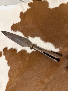 Awesome Primitive 13” Bronze Age Notched Spear Head With Etching