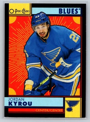 2022-23 O-Pee-Chee Retro Black Border Jordan Kyrou 008/100 St. Louis Blues #12