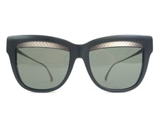 Bottega Veneta Sunglasses BV0074S 001 Matte Black Gray Cat Eye with Green Lenses