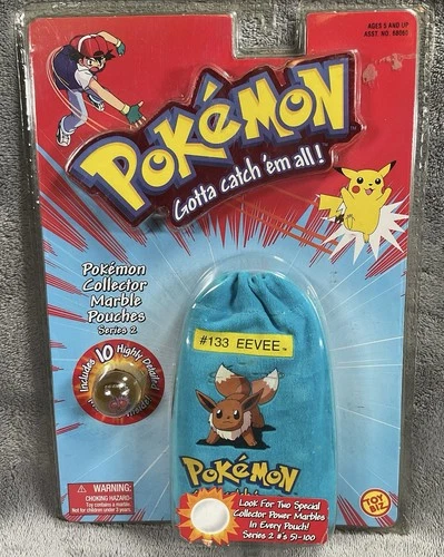 Pokémon Eevee #133 Marble Pouch 2 Toy Biz 2000 New Sealed 10 Marbles Vintage