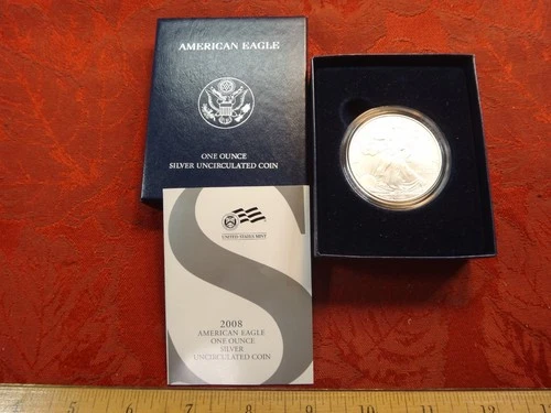 2008 W United States Burnished Uncirculated .999 Silver Eagle $1 w/ Box & COA