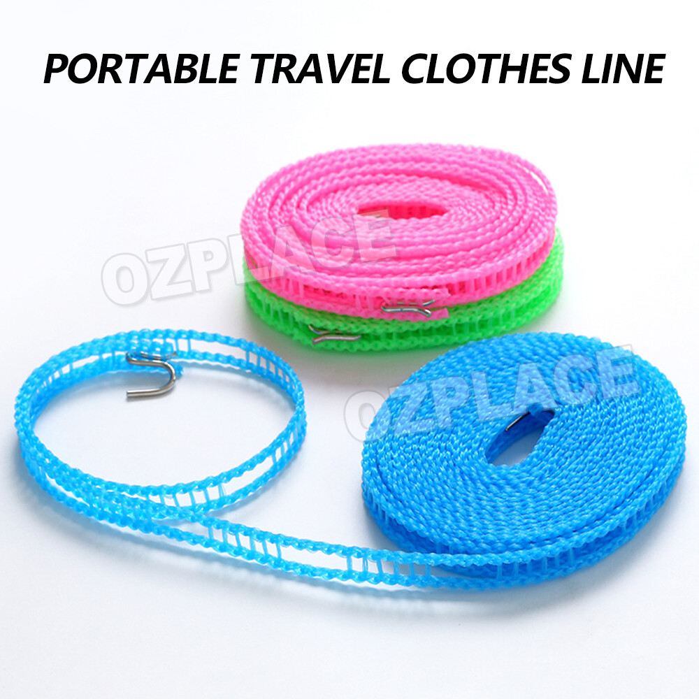 2x 5M Travel Clothes Line Outdoor Laundry Nonslip Airer Clothesline
