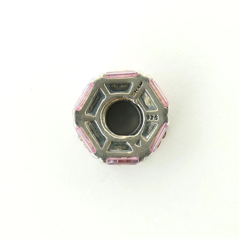 PIEDRAS APILADAS DE PLATA ESTERLINA 925 CHAMILIA GENUINAS - ROSA Y GRIS + ENCANTO CIRCONITA Foto 2 de 4