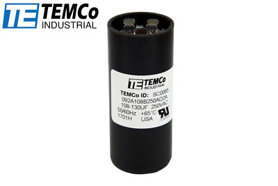 TEMCo 108-130 uf/MFD 220-250 VAC volts Round Start Capacitor 50/60 Hz -Lot-1
