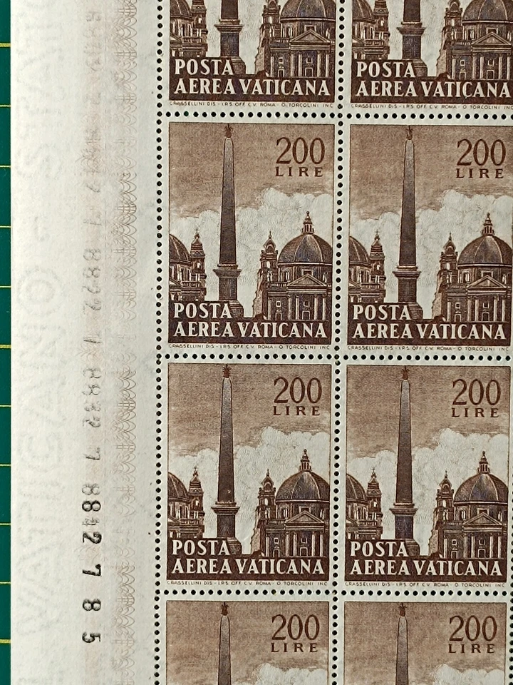 Vatican Stamps 1959, Sheet of 30,Sc AP13,#C42, ERROR-Multi # of Sheet, MNH, Rare - Image 2 of 4