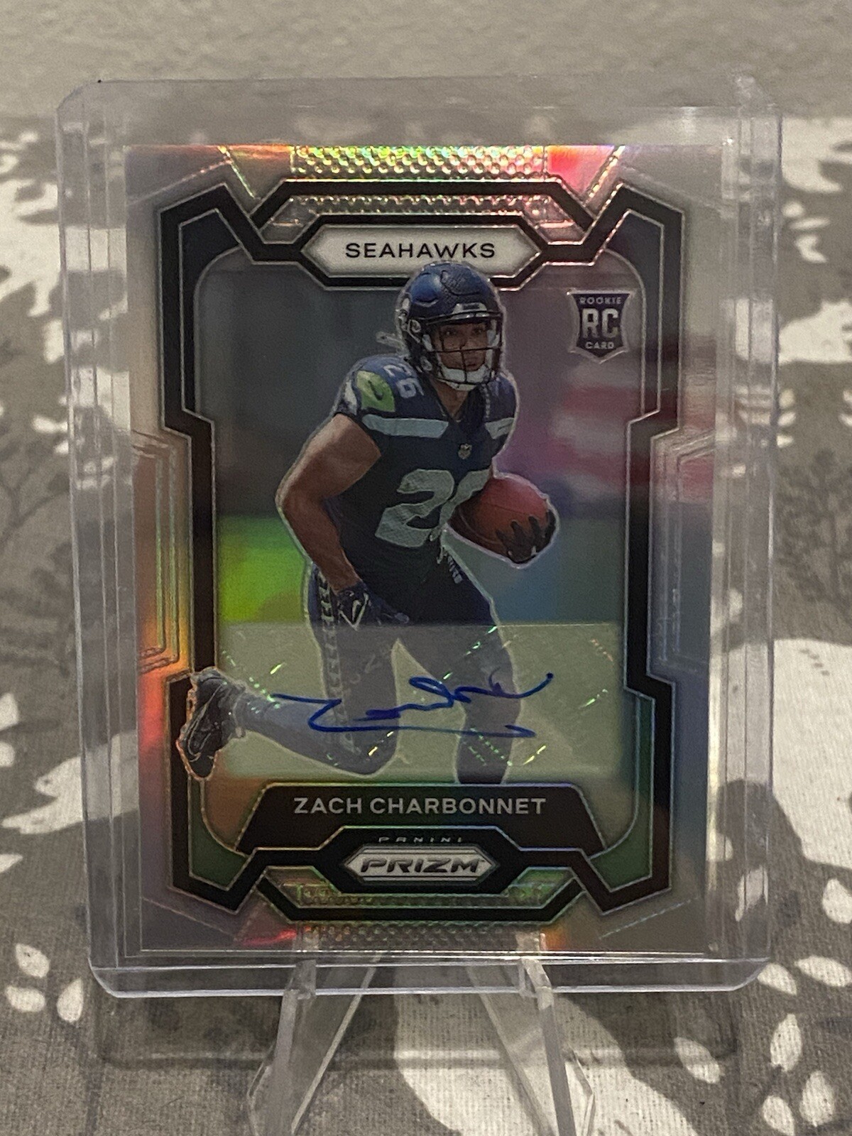 2023 Panini Prizm football Rookies Silver Prizm Autographs #392 Zach Charbonnet