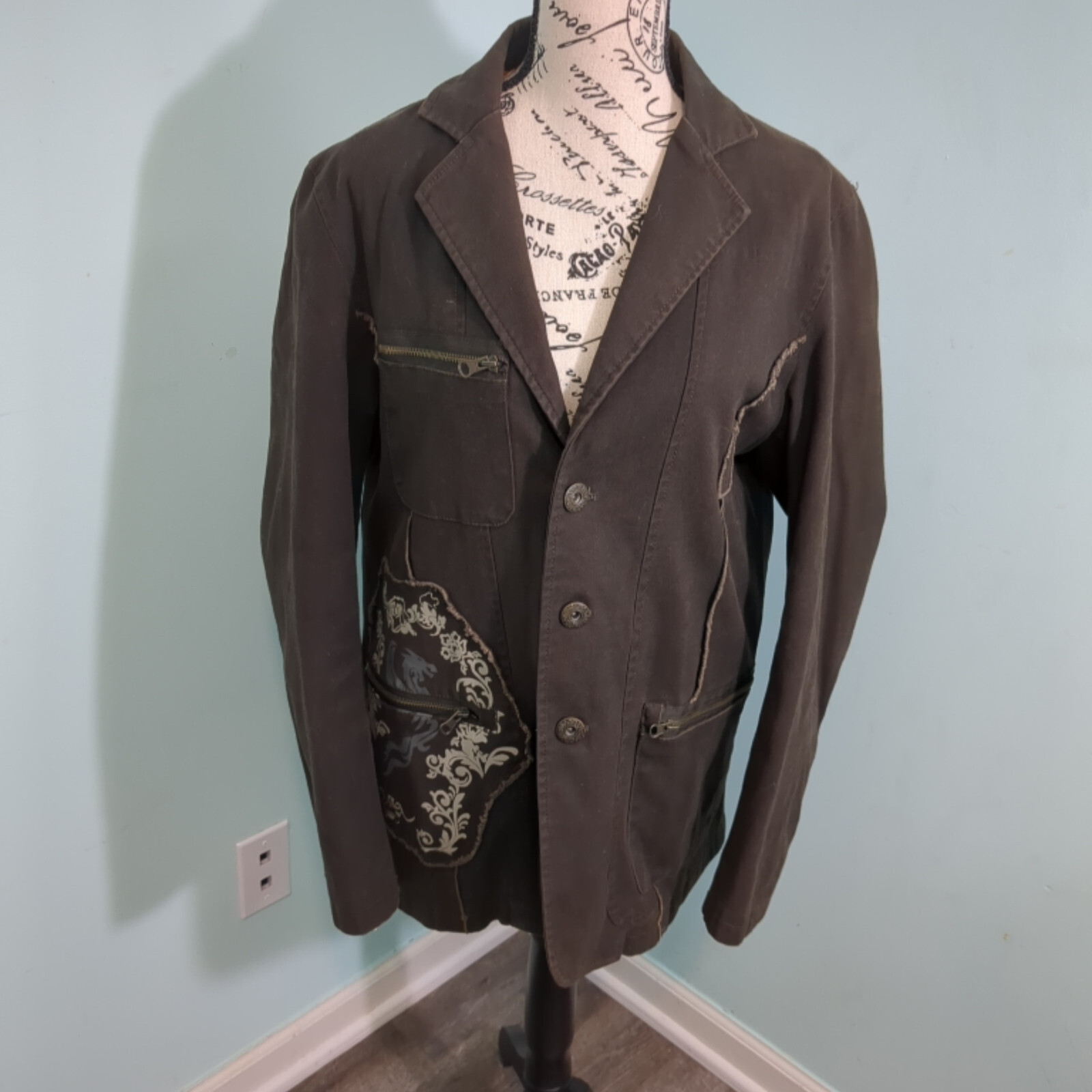 191 Unlimited medium jacket patchwork blazer stea… - image 1