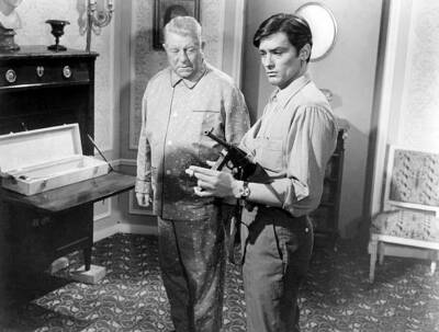 Jean Gabin and Alain Delon in Melodie en sous sol 1960s Movie Old Photo