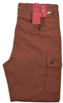 Levis Mens Cargo Pants Brown 2 Way Stretch Slim Tapered Fit 29 x 32