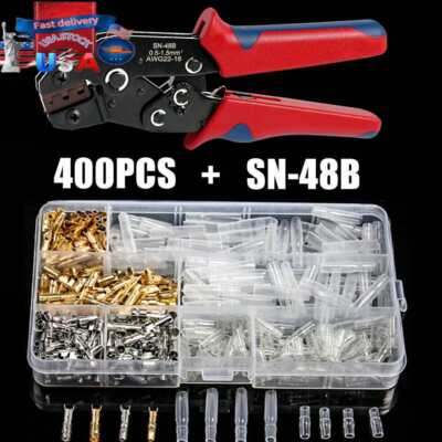 400pcs Waterproof Electrical Wire Terminals Crimp Bullet Connectors Kit Pliers