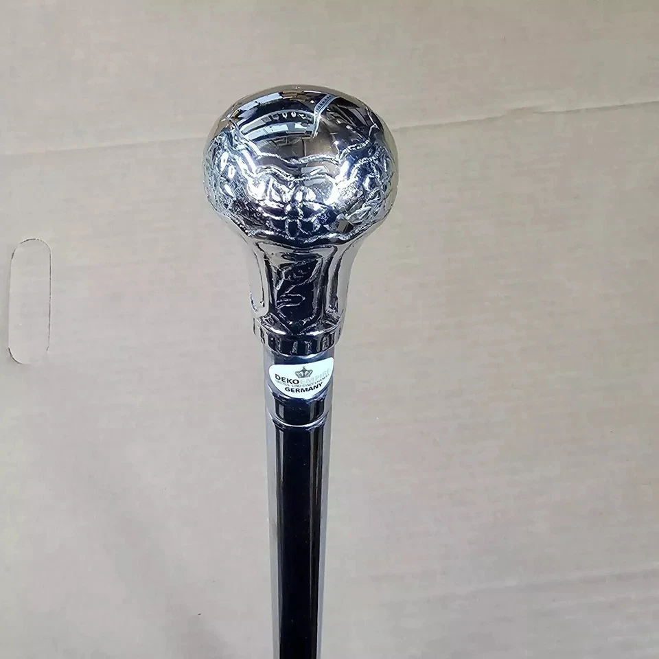 Bastón de metal de acero inoxidable para senderismo plateado bastón para hombre/mujer regalo Foto 3 de 4