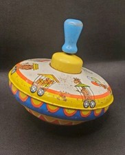 Vintage Spinning Top Metal Tin Toy Circus Train Ohio Art