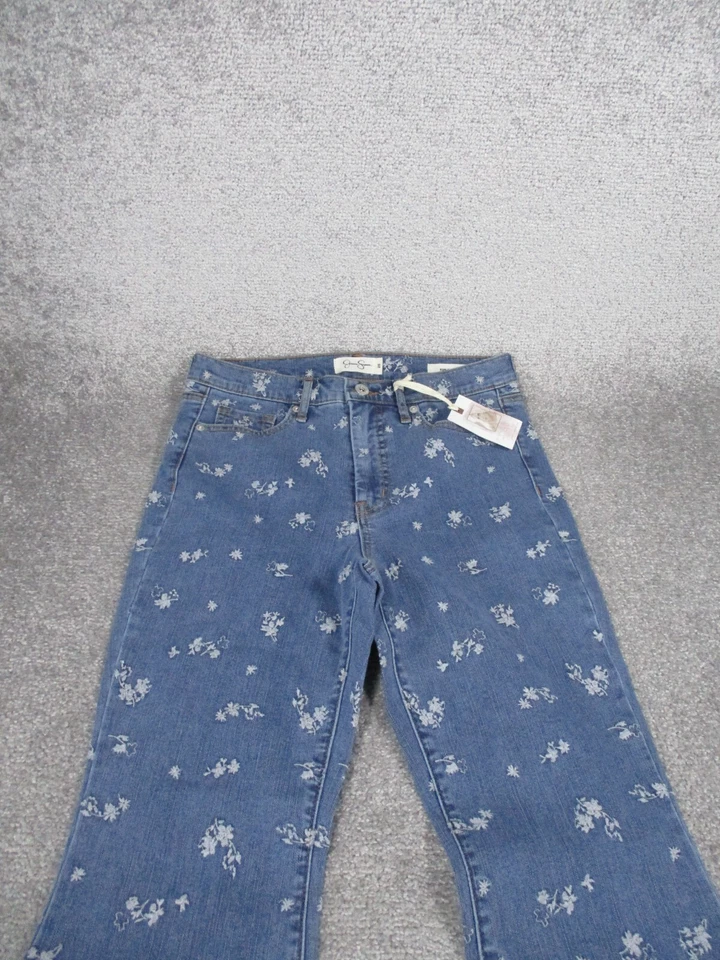 Jeans Jessica Simpson para mujer 28 Kiss Me ajustados acampanados lavado medio floral NUEVO Foto 2 de 4