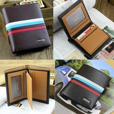 Men's Leather Bifold ID Card Holder Purse Wallet Billfold Handbag Slim Clutch