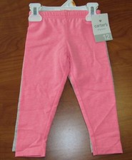 NEW CARTERS BABY KIDS GIRLS LEGGINGS PINK AND GRAY 2-PACK SZ 12M 5