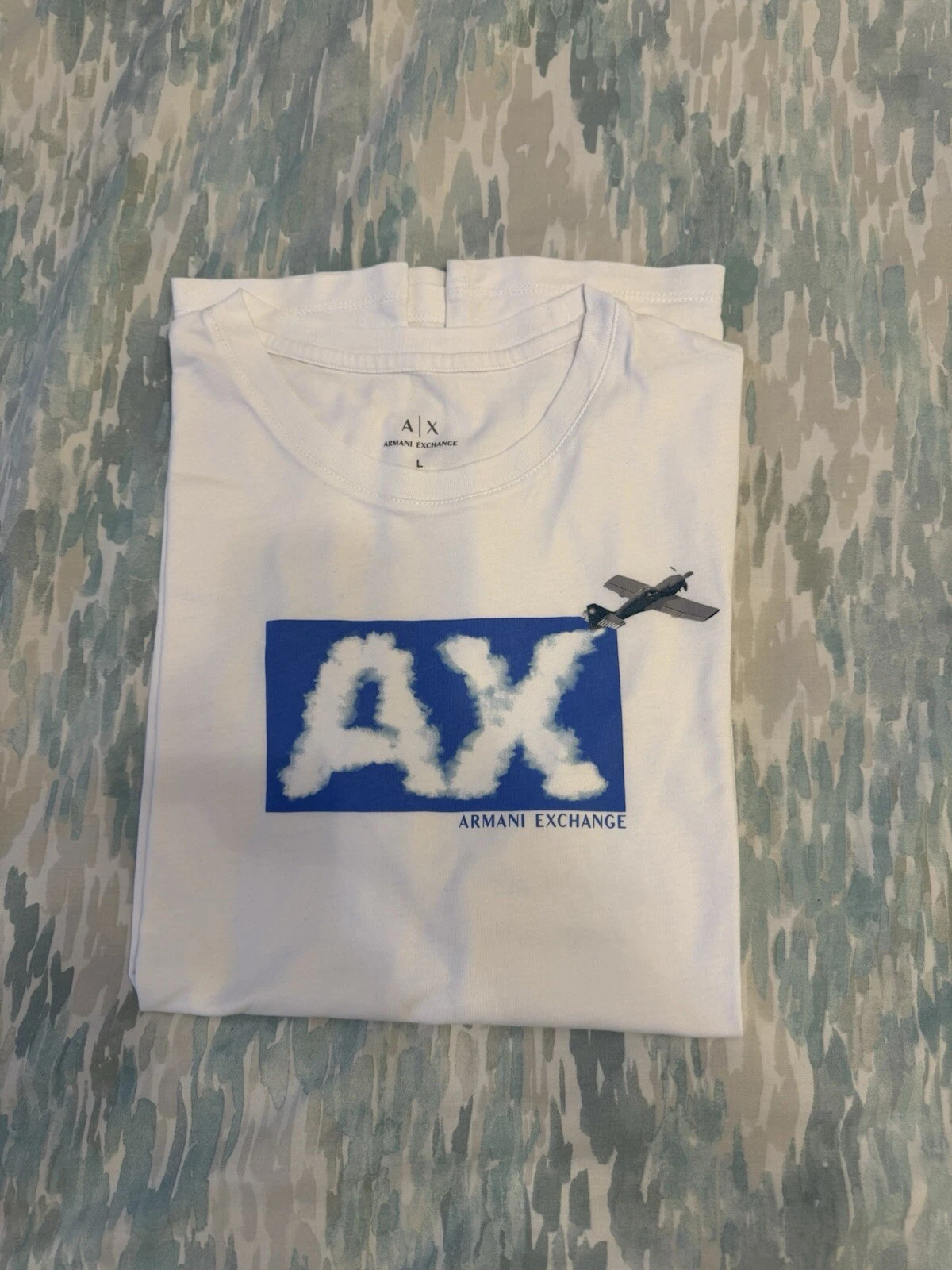 Armani Exchange Plane smoke design logo t shirt Size Large