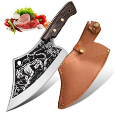 Meat Cleaver Chef Knife Heavy Duty Kitchen Butcher Boning Knife with Sheath Gift