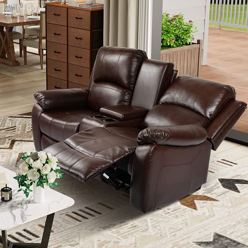 Loveseat Recliner Manual Double Sofa Home Theater Seating with Storage