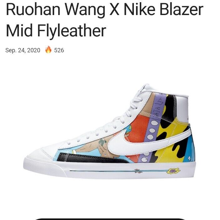 Size 9.5 - Nike Blazer Mid '77 Flyleather x Ruohan Wang Multicolor 