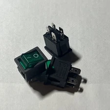 3 New DPST KCD1 Mini Rocker Switch On-Off w/Green Lamp 6A/250VAC T85