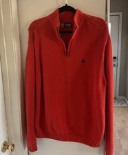 Men  s Ralph Lauren Chaps Orange Sweater 1/4 Zipper Heavy Knit Long Sleeve Sz XL