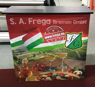 PRINTGREEN! mobile, faltbare Messetheke / Counter, Druck austauschbar, in Tasche, 14kg