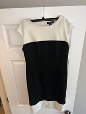 Chaps Women's Sleeveless Black And White A-Line Knee Length Dress Size 8