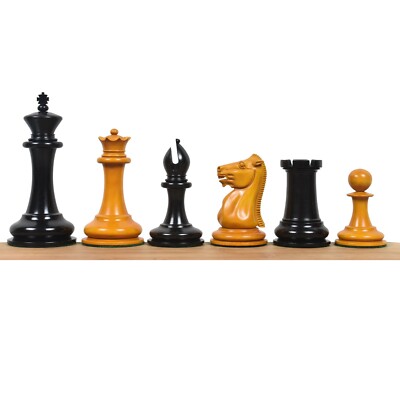 1849-50 Leuchars Cook Staunton Chess Pieces Only set - Natural Ebony Wood - 4.5''